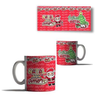 Imagem de Caneca Porcelana Então é Natal Mensagem de Paz Bichinhos - Enjoy Shop,