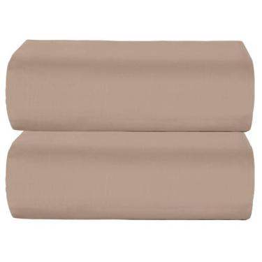 Imagem de Kit 2 Lençol Avulso Solteiro Teka Com Elástico 100% Algodão, Bege