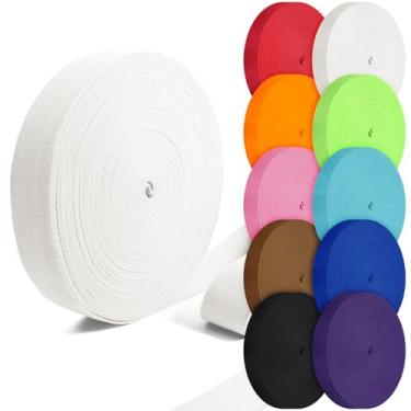 Imagem de Grosun Correias de algodão 2,5 cm, 3,8 cm, 5 cm, 5 cm, tiras de lona para bolsas, 10 60 cm, 3,3 metros (branco, 3,5 cm x 10 jardas)