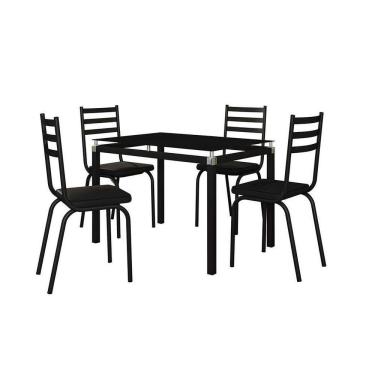 Imagem de Jogo Mesa Cozinha 107 X 70cm 4 Cadeiras 118 Assento Preto