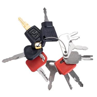 Imagem de Conjunto de chaves de equipamento pesado de 11 peças: chaves mestras universais para CAT, John Deere, Komatsu, Kubota, JCB, Case, Bobcat, JLG e mais - Chaves de ignição duráveis para operadores