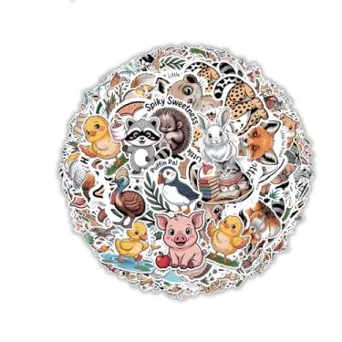 Imagem de 60 adesivos de animais fofos, desenhos animados, zoológico, safári, floresta, ártico, fazenda, decalques de vinil para crianças, professores, scrapbook, laptop, garrafa de água, presente para amantes