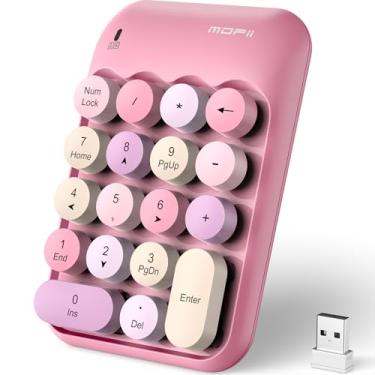 Imagem de MOFII Teclado numérico sem fio colorido fofo – 18 teclas, portátil de 2,4 GHz com conectividade sem fio estável, extensão de contabilidade financeira de 10 teclas para laptop, PC, desktop, Surface Pro