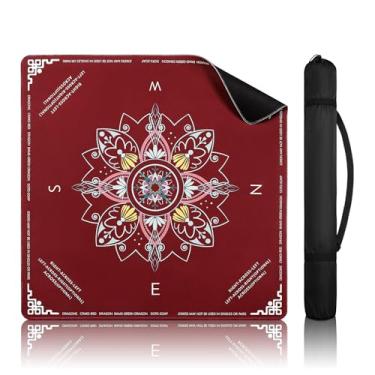 Imagem de DEVPNR Mahjong Mat for Table with Rules – 32.6"x32.6" Non-Slip Mahjong Table Cover, Noise-Reducing Table Cloth for American Mahjong, Poker, Card & Board Games, Portable with Travel Bag (Red)