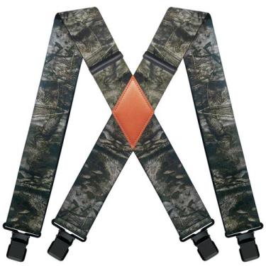 Imagem de Suspensórios QCWQMYL Camo Green para homens, clipes pesados