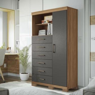Imagem de Multi-Cômoda 1 Porta 6 Gavetas Marabá com Pés - Santos Andirá