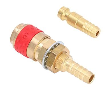 Imagem de Adaptador de mangueira de soldagem Mavaol MIG TIG, conexão rápida de latão, conector de mangueira M8, desgaste, acessório antiderrapante para pistolas de soldar (vermelho)
