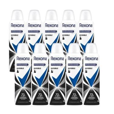 Imagem de Kit 10 Desodorante Antitranspirante Aerosol Feminino Rexona Invisible 