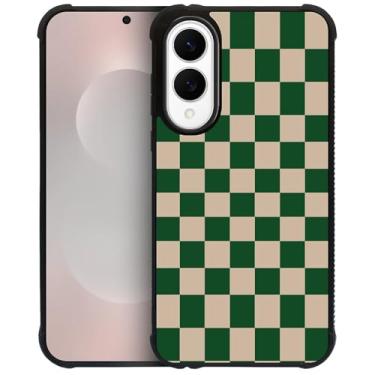 Imagem de DAIZAG Capa para Samsung Galaxy S25 Edge, quatro cantos, amortecedores, antiderrapante, capa protetora com absorção de choque para meninas e meninos - tabuleiro de xadrez verde
