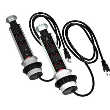 Imagem de Kit Torre Tomada Multiplug 2 Tomadas 2 USB e Torre Tomada 3 Tomadas Bi