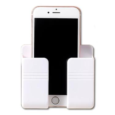 Imagem de Suporte De Parede Porta Celular E Controle Remoto Universal (Branco) 2 Unidade