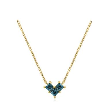 Imagem de Turandoss Colar de pedra do mês de nascimento para mulheres – Colar com pingente de esmeralda azul verde azul banhado a ouro 14K criado para mulheres, meninas adolescentes, joias de aniversário de 12