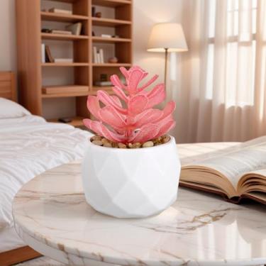 Imagem de Planta suculenta artificial em vaso decorativo, suculenta falsa realista para decoração de casa, escritório e jardim, planta interna de fácil manutenção