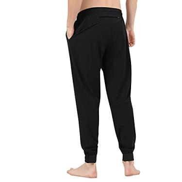 Imagem de Calças de Corrida Masculinas Elásticas Com Zíper Inferior Bolso Treino Calça de Moletom Casual