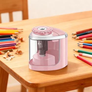 Imagem de Apontador de lápis elétrico para crianças, lâmina para afiar rapidamente, adequado para escola/sala de aula/escritório/casa, rosa
