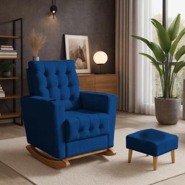 Imagem de Poltrona Duna Amamentação Balanço e Puff Marinho