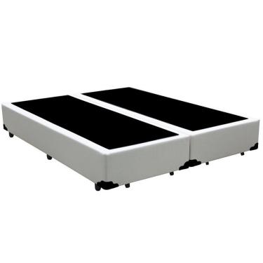 Imagem de Cama Box Casal Bipartido Extremo Reforçado Xerife Móveis Sintético Branco 40x138x188