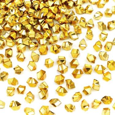 Imagem de YATOJUZI 500 peças de cubos de gelo falsos ouro decoração de Natal pedras trituradas acrílico enchimento de vaso dourado diamantes de plástico pedras preciosas para mesa de centro de mesa de mesa DIY