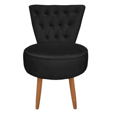 Imagem de Mocho Capitonê Veludo Pés Palito Castanho Preto