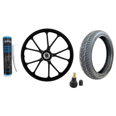 Imagem de Roda Liga Leve Dianteira Honda Cg Titan 160 Titan 150 V-Shape Shiver Disco + Pneu Vipal St600 80100-18 + Bico + Selante