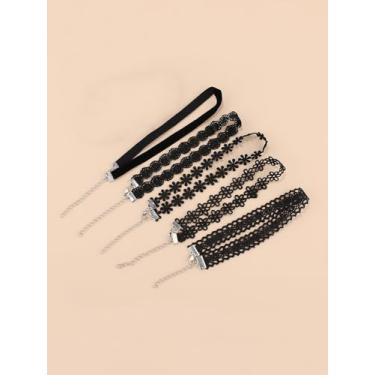 Imagem de Colar gargantilha de flor de renda preta, conjunto de joias femininas elegantes e modernas