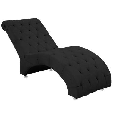 Imagem de Espreguiçadeira Recamier Divã Para Sala E Clínica Veludo Cor Preto