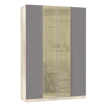 Imagem de Guarda-roupa Solteiro 4 Portas Legno Crema Com Cinza Puro