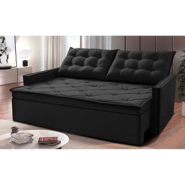 Imagem de Sofá Sem Caixa Retrátil E Reclinável 1,85m Cama Inbox Studio Suede Velusoft Preto