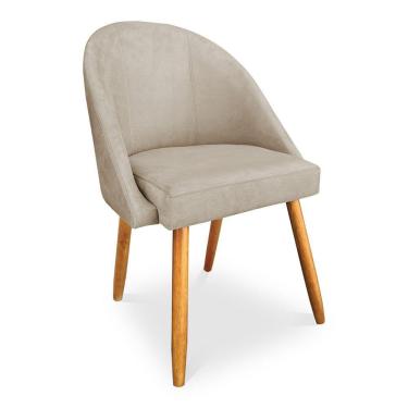 Imagem de Cadeira De Jantar Bela Veludo Pés Palito Castanho - Pallazio Cor Bege