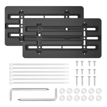 Imagem de HHZL Suporte de placa de licença frontal para placa de carro sem broca com parafusos e chave inglesa, suporte de moldura de para-choque dianteiro e traseiro para carro sem furadeira, kit de montagem