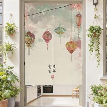 Imagem de MYRU Divisória de quarto chinês Noren Cortina japonesa Half Feng Shui (anternas, 83 x 139 cm)
