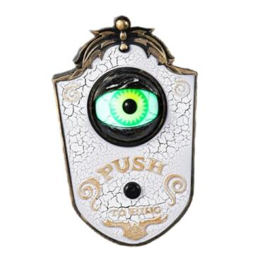 Imagem de Campainha de globo ocular animado de Halloween com luz e som LED, decoração de Halloween, globo ocular animado com sons assustadores, adereço de festa de Halloween animado para festa (branco)