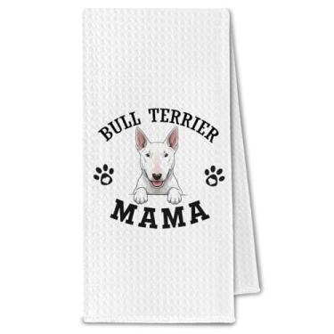 Imagem de ChissNook Toalhas de cozinha Bull Terrier, presentes de cachorro Mama Bull Terrier para mulheres e mães de cães, presentes para amantes de cães, toalhas de mão decorativas para banheiro, 40 x 61 cm