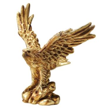 Imagem de KiBcsLic Estátua de águia em resina, escultura de animal, artesanato, presente decorativo, ornamento dourado para escritório, mesa, corredor, lareira,