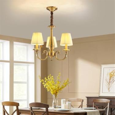 Imagem de Lustre americano de latão com LED, estilo europeu, luxuoso, para sala de estar, restaurante, quarto, villa, hotel, loja de roupas, luminária pendente (D 3 lâmpadas)