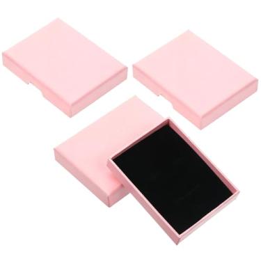 Imagem de LXUEJIE Pacote com 3 caixas de presente pequenas, colar pulseira brinco organizador de papelão, caixa de joias de papelão com tampas, caixas de presente quadradas para aniversário, Natal, Natal (rosa