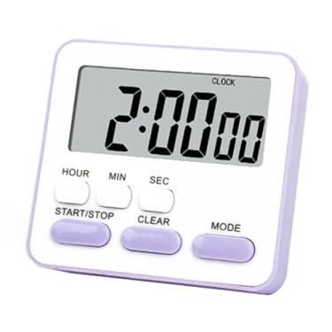 Imagem de Suporte magnético para trás e tripé com temporizador digital, contagem up/down, modo mudo, função de memória para estudo, exames, despertador de cozinha (roxo)