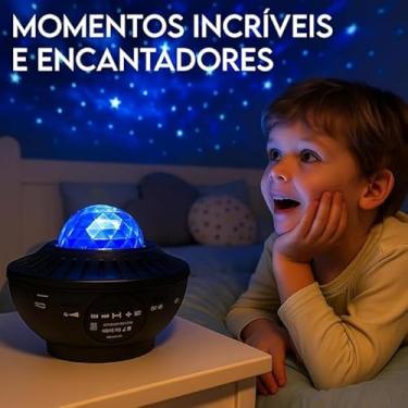 Imagem de Projetor de Estrelas LED RGB, Luminária Noturna Giratória com Bluetooth, Controle Remoto, para Decoração de Quarto Infantil e Galáxia