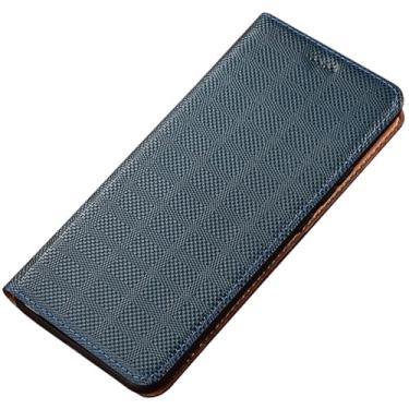 Imagem de POYUFRG Capa de couro genuíno para Xiaomi 17 Pro Max/17 Pro/17, capa carteira flip com fecho magnético com suporte de cartão, azul, 17 Pro