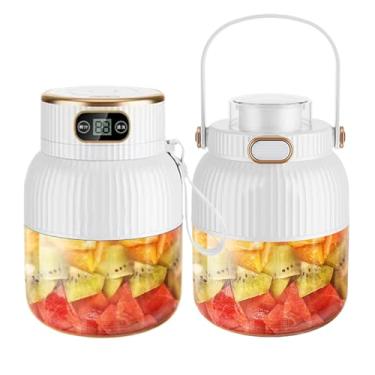 Imagem de Copo multifuncional portátil de 600 ml com tela digital, liquidificador portátil de smoothies em movimento, liquidificador de suco recarregável por USB, copo + tampa dupla