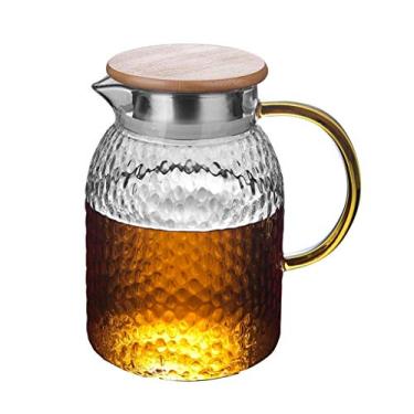 Imagem de YWangQiang Jarras Conjunto de jarros de água fria jarro de vidro resistente ao calor filtro de casa jarro de chá jarro de suco de grande capacidade jarro multiuso jarro com tampa 1000 ml 1250 ml (cor