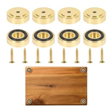 Imagem de Joyzan Pés de tábua de corte de latão, 8 peças, pés de tábua, pernas com almofadas antiderrapantes, kit de parafusos de bloco de borracha de silicone para cozinha, corte de bambu, madeira inacabada