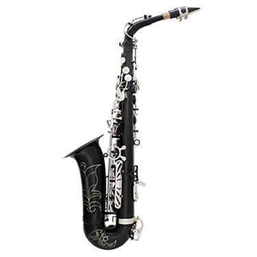 Imagem de Saxofone alto preto, instrumento de sopro profissional, chifre grande, latão EB E, saxofone plano com caixa, acessórios para instrumentos musicais, saxofone estudantil
