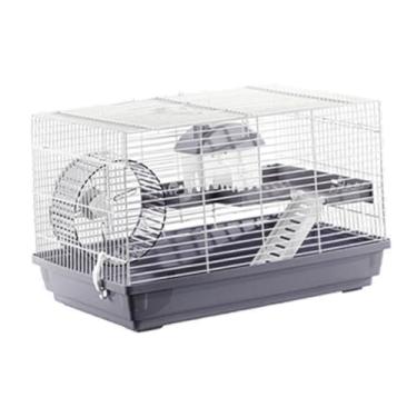 Imagem de Stgfyxgs Gaiola para hamster com espaço para pequenos animais, ideal para coelhos e ouriços, cinza