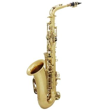 Imagem de Instrumento de saxofone Saxofone alto dourado Eb E Flat Instrumento de sopro profissional de sopro de madeira Sax de latão com caixa e acessórios para instrumentos musicais