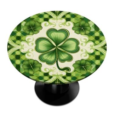 Imagem de Toalha de mesa redonda com borda elástica Dia de São Patrício toalha de mesa redonda limpa para ambientes internos e externos, pátio, jantar, cozinha, festival, decoração para mesas de 114 a 127 cm, Z