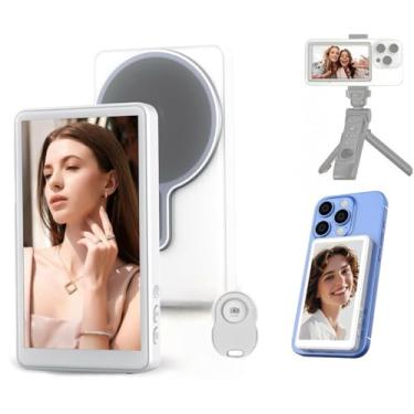Imagem de Monitor de selfie Vlog para iPhone, tela magnética para celular Vlog Selfie, controle remoto Bluetooth, monitor de câmera traseira para Vlog Live Stream TikTok, compatível com iPhone e Android, 3