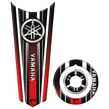 Imagem de Adesivo Resinado Gravata Tanque E Bocal Moto Yamaha Cor Vermelho