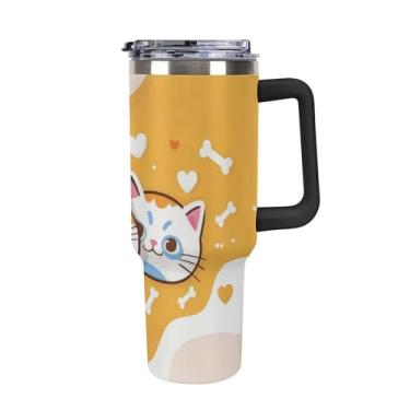 Imagem de Copo de carro de grande capacidade de 1,134 g, copo Stanley, animais fofos, Shiba Inu Ragdoll, gato, aço inoxidável, isolado a vácuo, copo de café selado para suporte de copo de carro e ao ar livre à