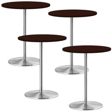 Imagem de Pacote com 4 toalhas de mesa justas de 76 cm para mesa de coquetel redonda pequena, touca de mesa elástica, impermeável, elástica, lavável, toalha de mesa de piquenique, toalha de mesa dobrável de